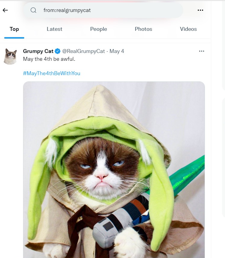 searching for tweets from grumpy