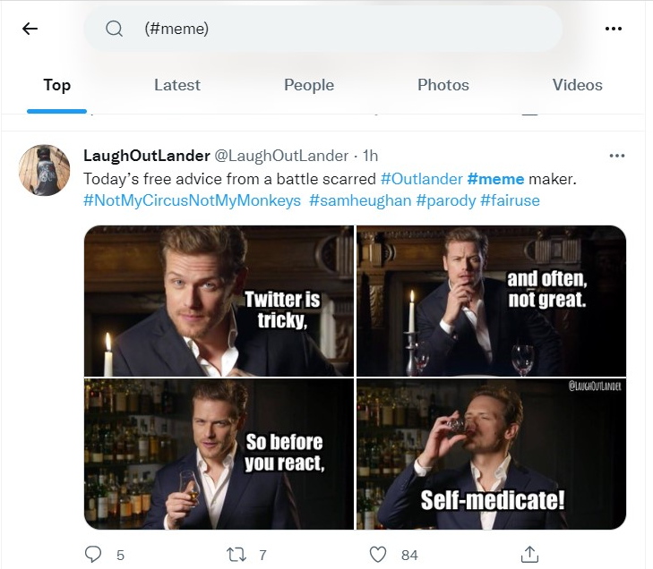 search tweets that has the hashtag meme
