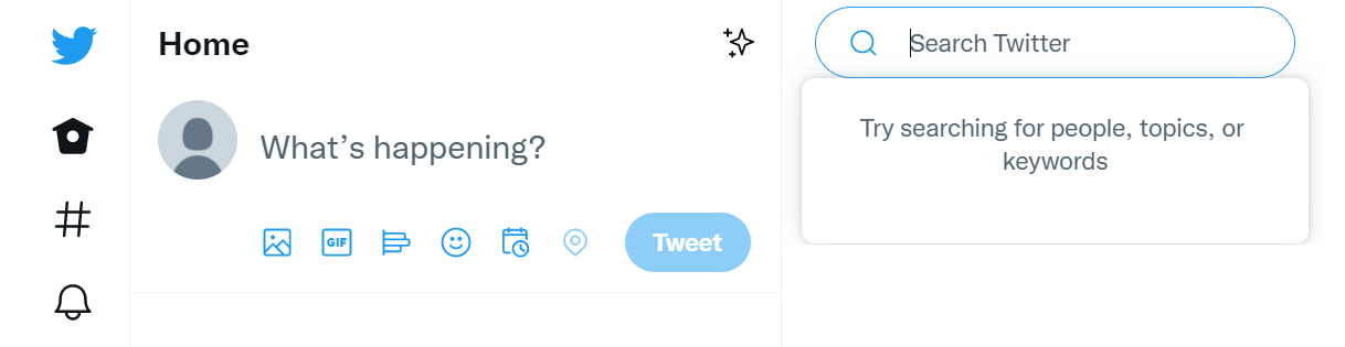 top of the twitter home page